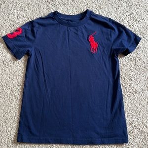 Polo by Ralph Lauren Navy Blue and Red Big Pony Short Sleeve Tee Shirt Kids Sz 6